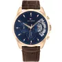 Relógio Tommy Hilfiger Baker 1710453 com mostrador Azul, caixa de 44 mm de diâmetro e Pulseira de couro na cor Marrom.