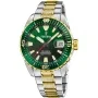 Relógio Festina Diver Ditur Special Edition F20706/2 com mostrador Verde, caixa de 41 mm de diâmetro e Bicolor na cor Ouro, Prata.