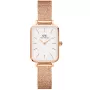 Relógio Daniel Wellington Quadro DW00100431 com mostrador Branco, caixa de 20 mm de diâmetro e Malha Mesh na cor Ouro rosé.