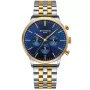 Relógio Bonvier Chronograph BV052 com mostrador Azul, caixa de 42 mm de diâmetro e Elo de Metal, Bicolor na cor Ouro, Prata.