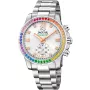 Relógio Jaguar Connected J980/4 com mostrador Branco, caixa de 37 mm de diâmetro e Elo de Metal na cor Prata.